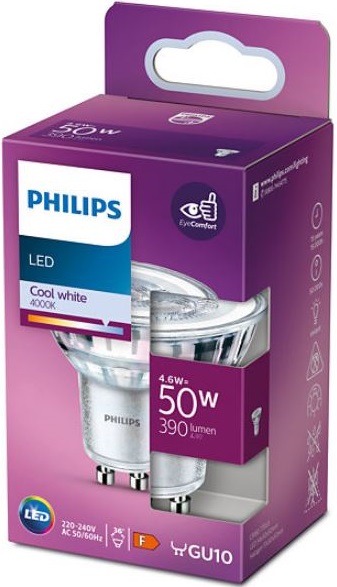 Philips Lâmpada LED GU10 4,6W, 4000K, 390Lm